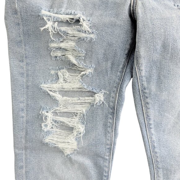 NWT American Eagle Y2K Thrashed Grunge Mom Jeans 0 Short Light Wash - Picture 7 of 16